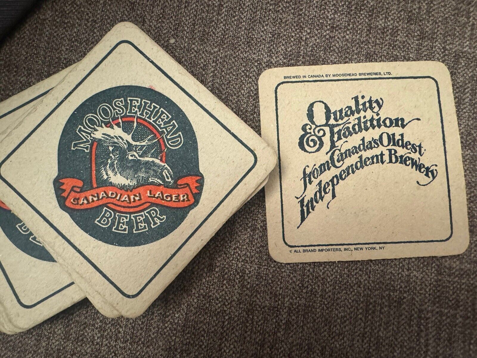 Vintage Moosehead Canadian Lager Beer Coasters Set Of 10