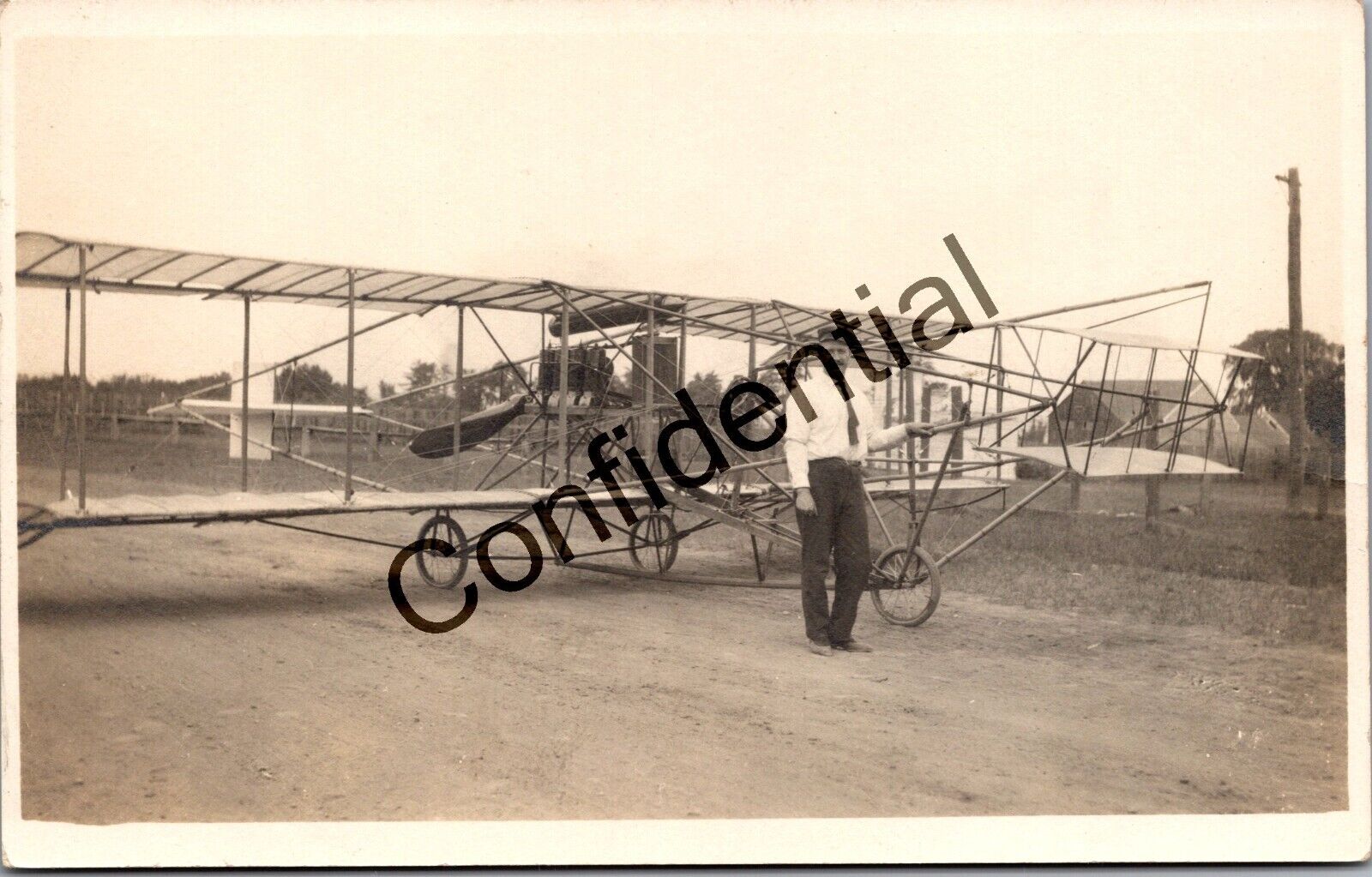 Real Photo Glenn Curtiss In His Aeroplane ? Airplane Early Aviation RP RPPC J517
