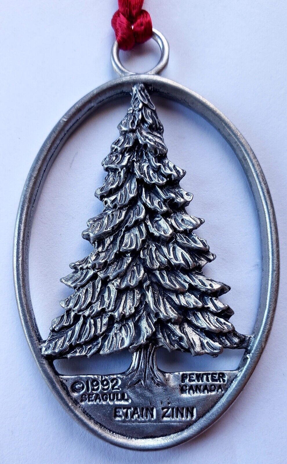 Vintage 1992 Seagull Etain Zinn Solid Pewter Christmas Holiday Tree Ornament MNT
