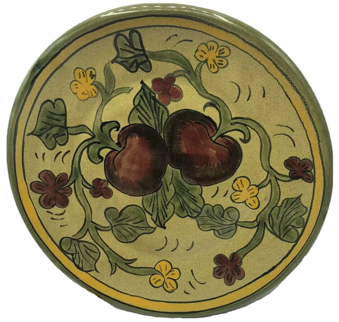 Vintage Art Pottery Majolica Plate Red Apples Fruit Large Plate Platter