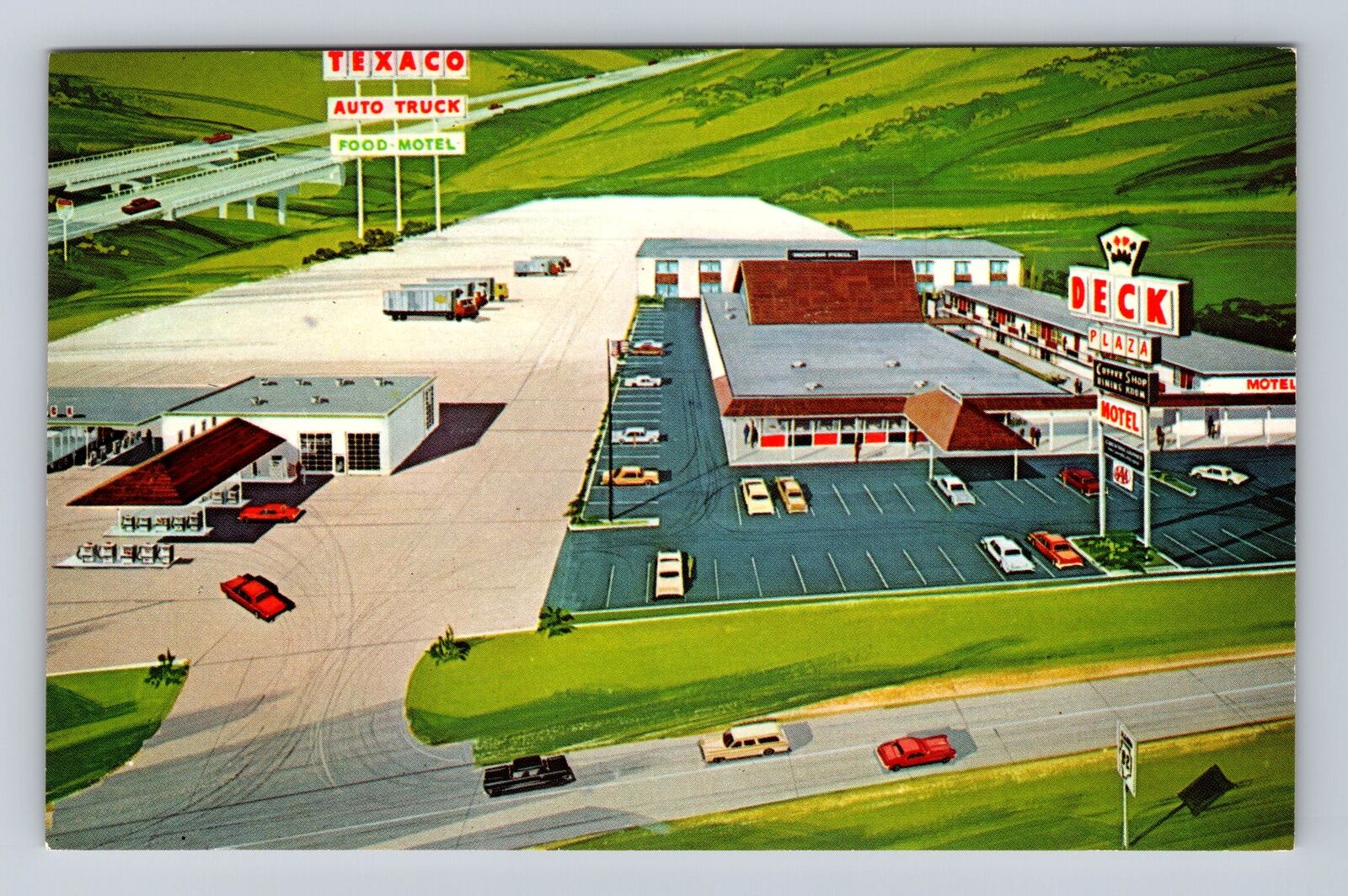 Geneseo IL-Illinois, Deck Plaza Advertising, Vintage Souvenir Postcard