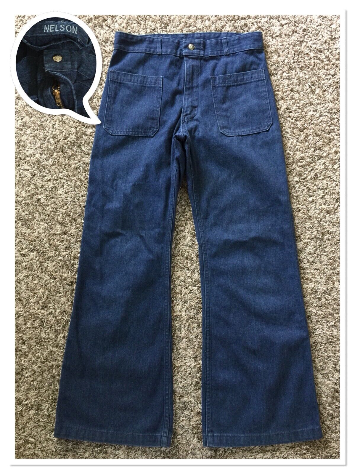 Vintage USN Utility Trousers Denim Jeans Pants Bell Bottom Talon42 Zipper 30x30