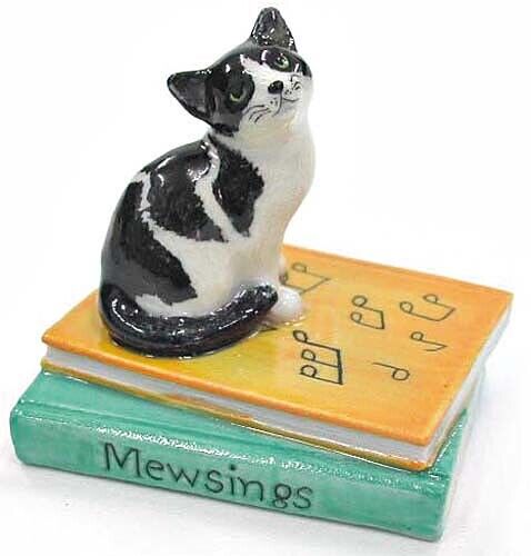 ➸ NORTHERN ROSE Miniature Figurine Black and White Cat Mewsings