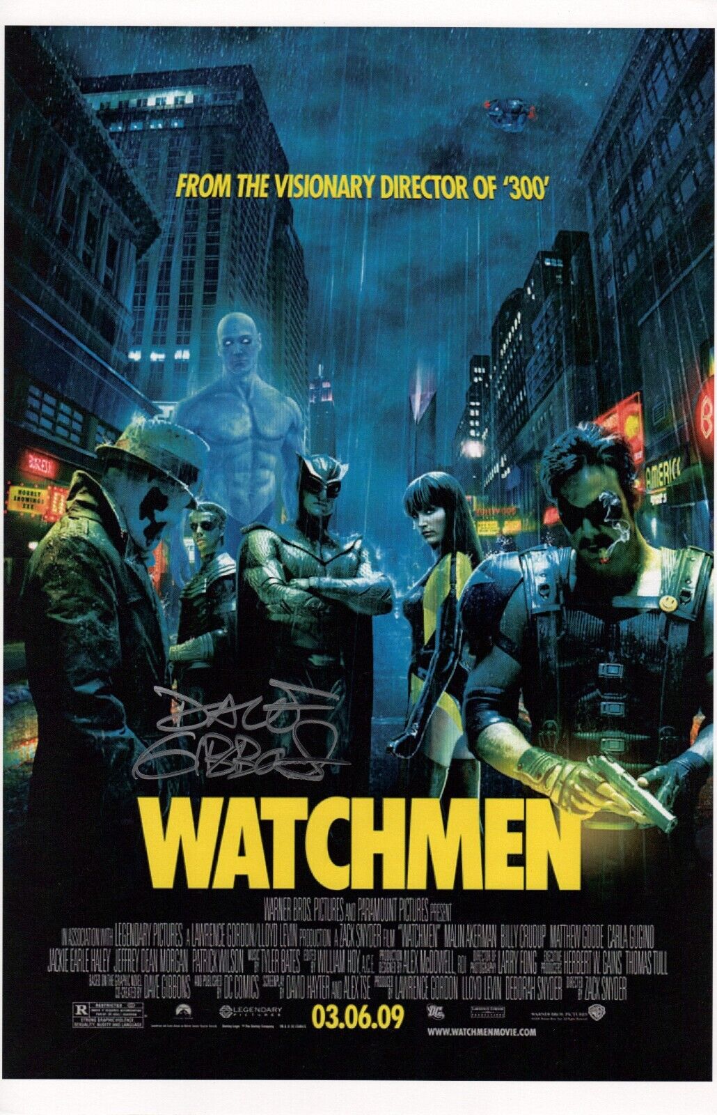 WATCHMEN MOVIE POSTER SIGNED 11X17 ART PRINT DAVE GIBBONS