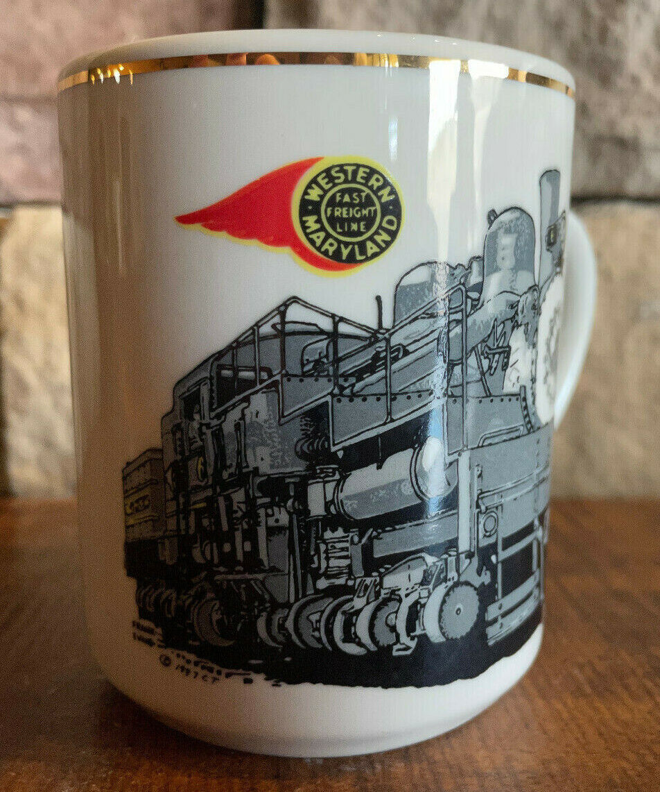 Vintage Western Maryland Fastest Freight Line Gold Rim Coffee Mug 