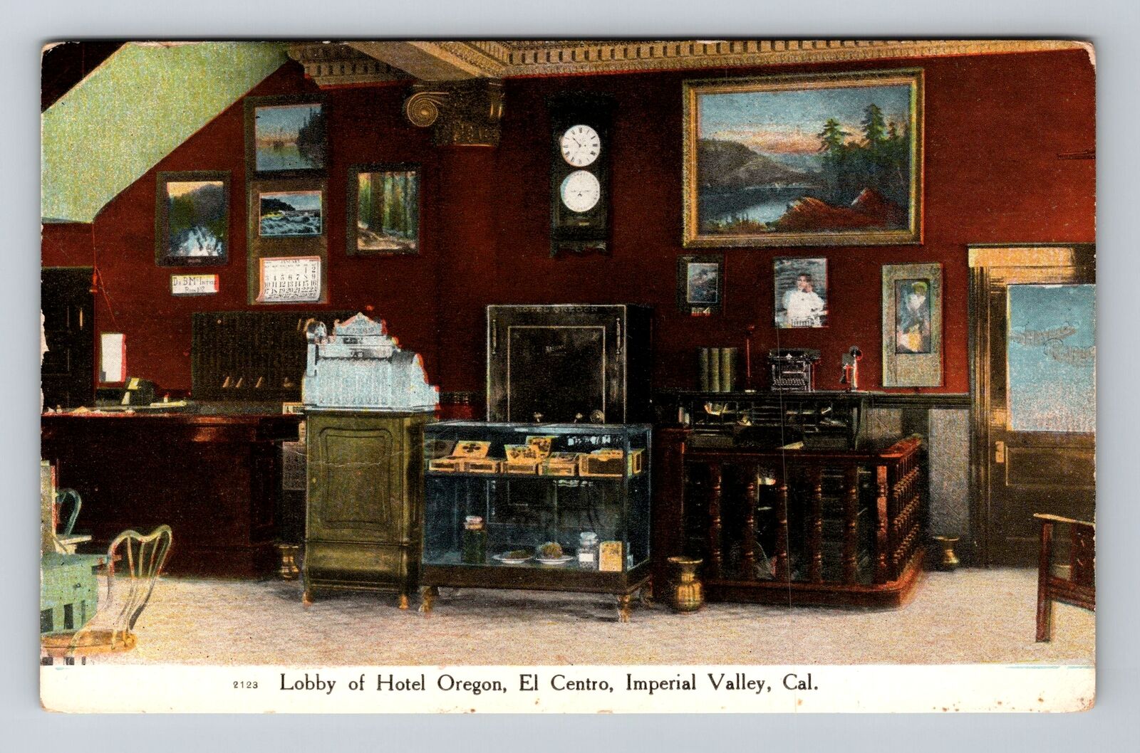 Imperial Valley CA-California, Lobby Hotel Oregon, Advertising, Vintage Postcard
