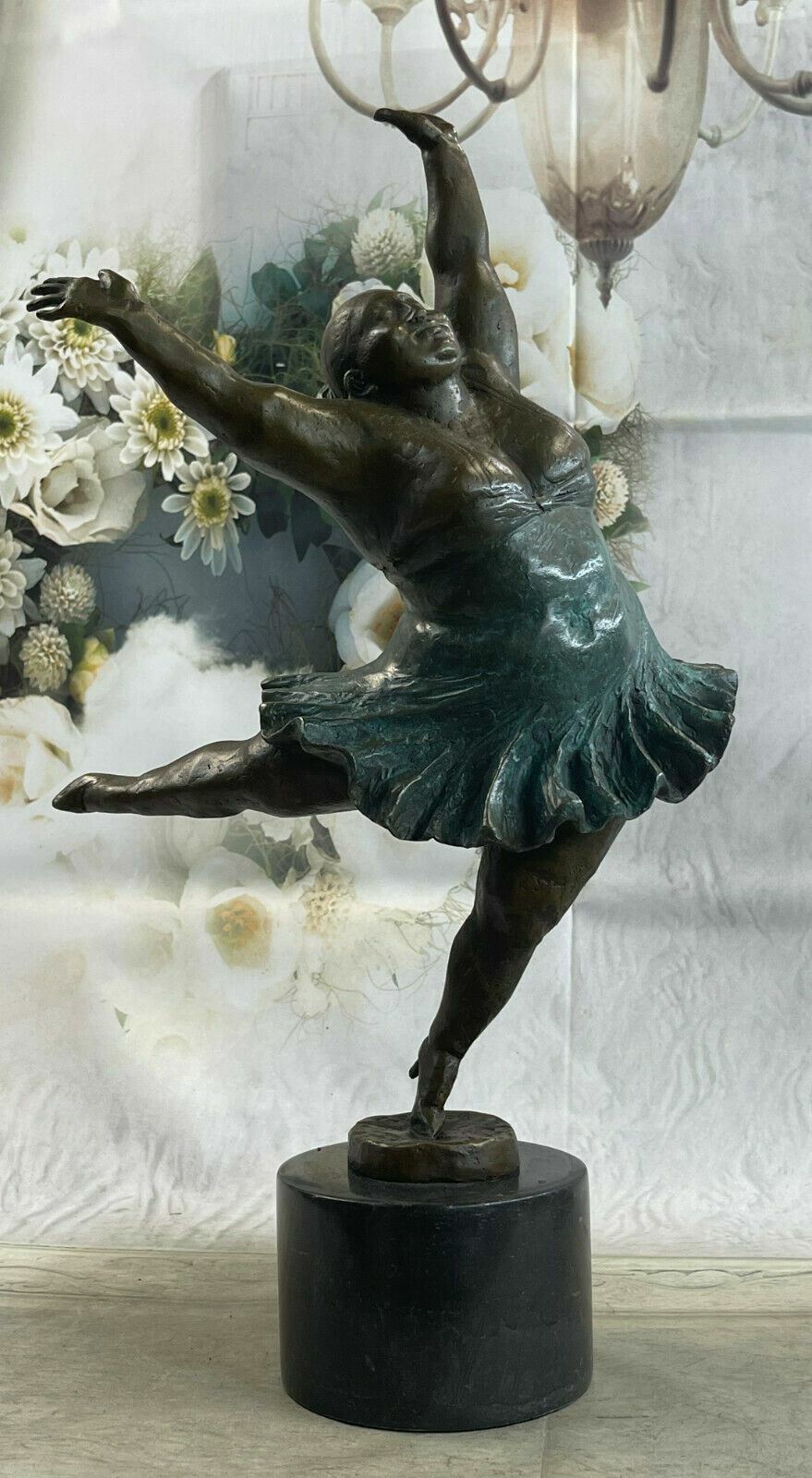 Rare Miguel Lopez A Tribute to Botero Style Ballerina Bronze Sculpture Figurine