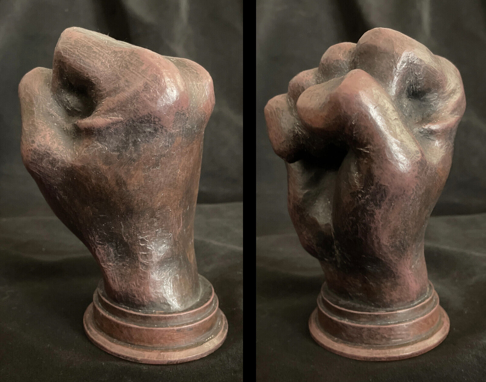 Fist of power statue - Real wood, handmade, life size, ebony/mahogany, heavy