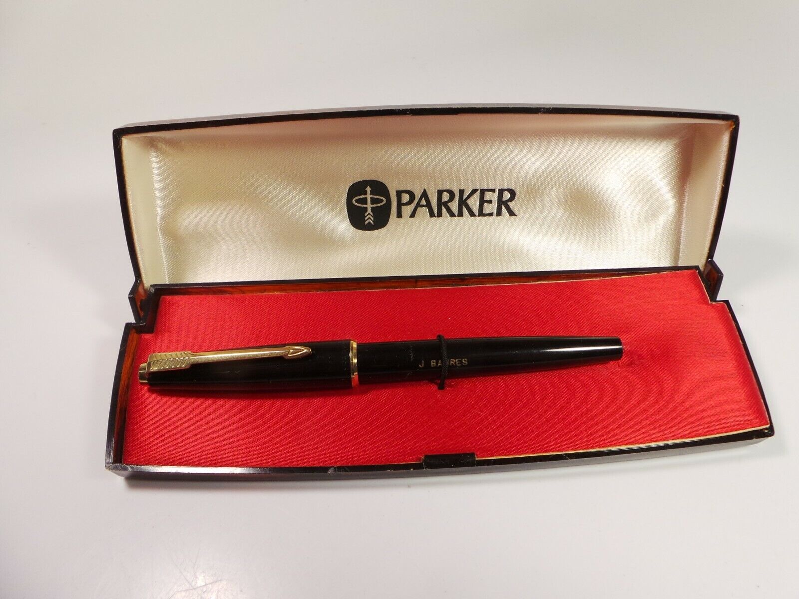 Vintage 1950's PARKER Vacuum Aerometric Filler Fountain Pen Black & Gold w/ Case