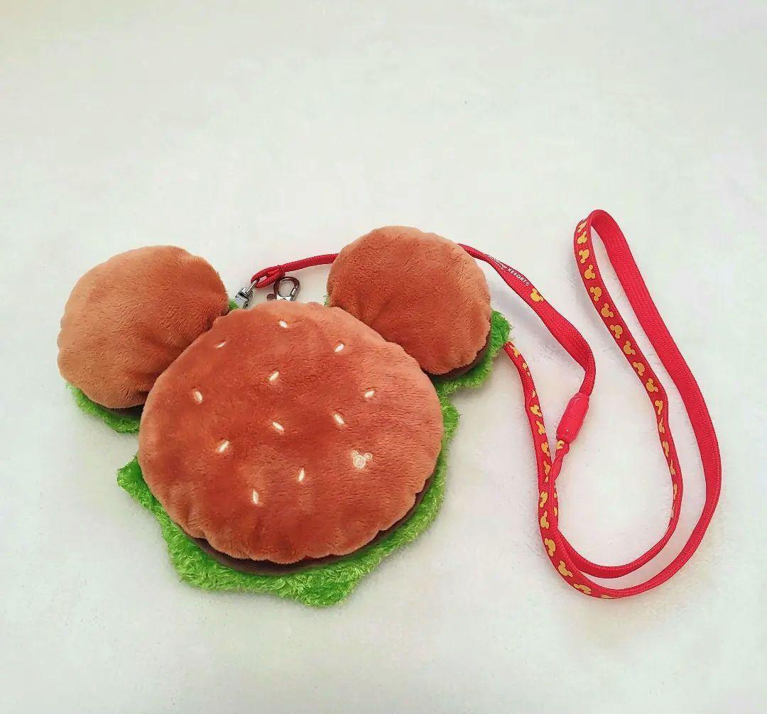 TOKYO DISNEY RESORT Hamburger Mickey Mouse Pass Case Holder Coin Bag Red