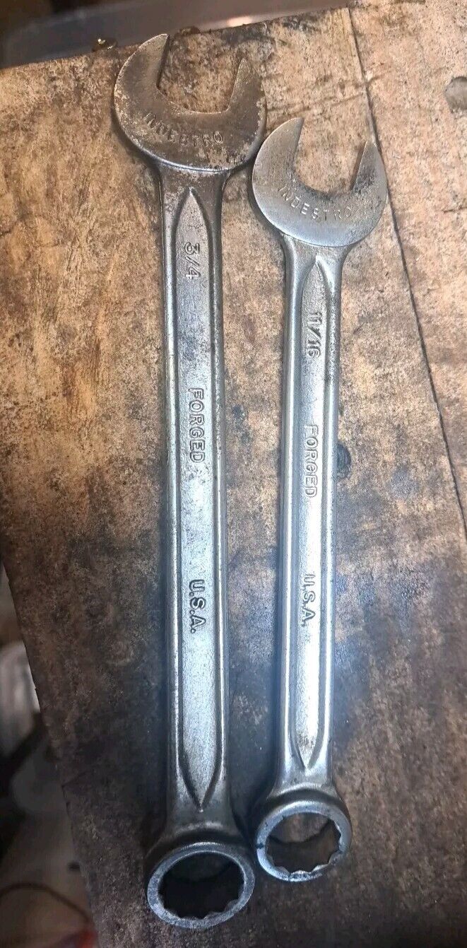 Vintage Indestro 11/16  1076. & 3/4 1077. Lot Of 2. Forged Made In Usa