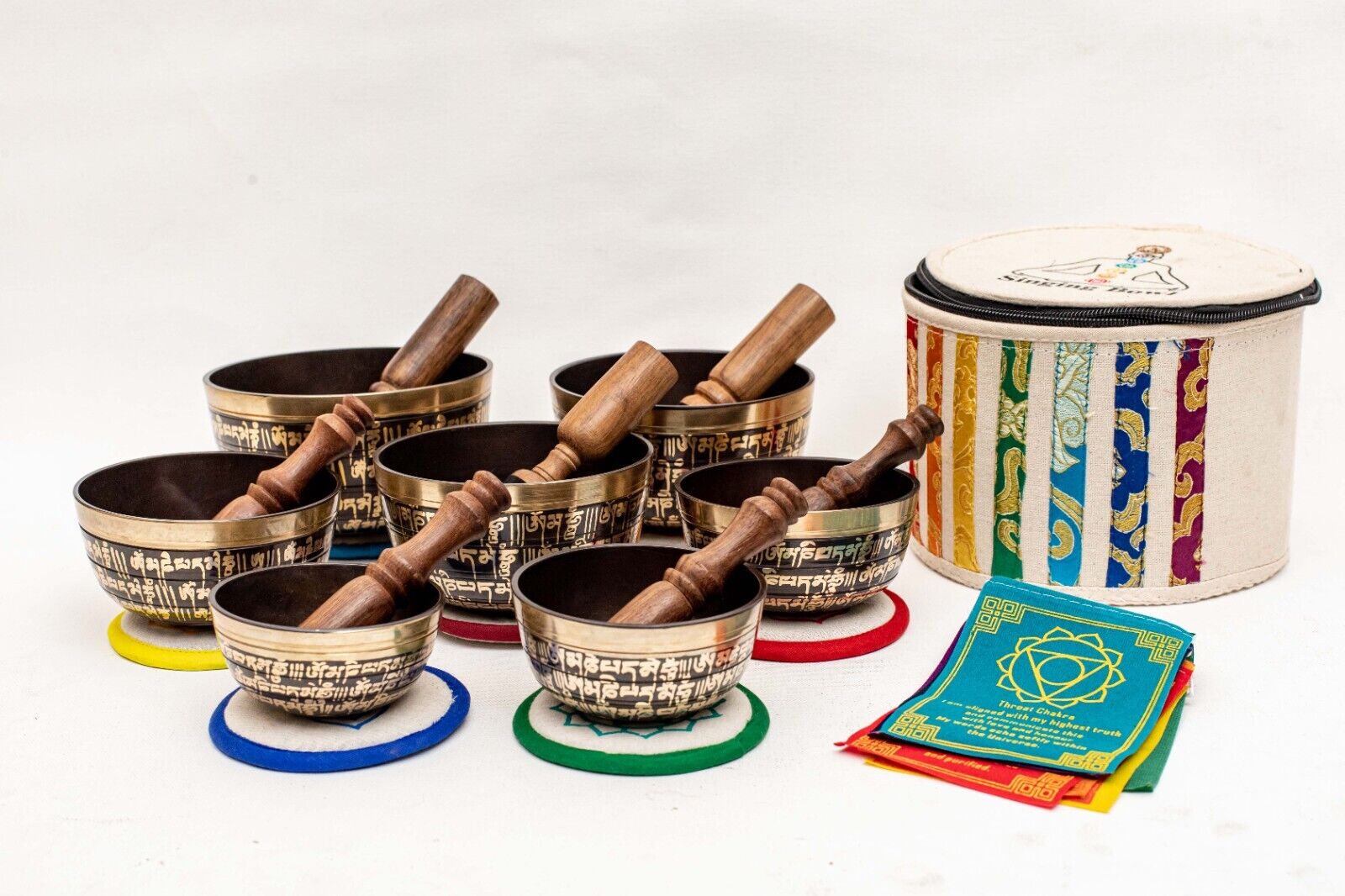 Harmonize Your Chakras-the Stunning Black & Golden Tibetan Singing Bowl Set of 7