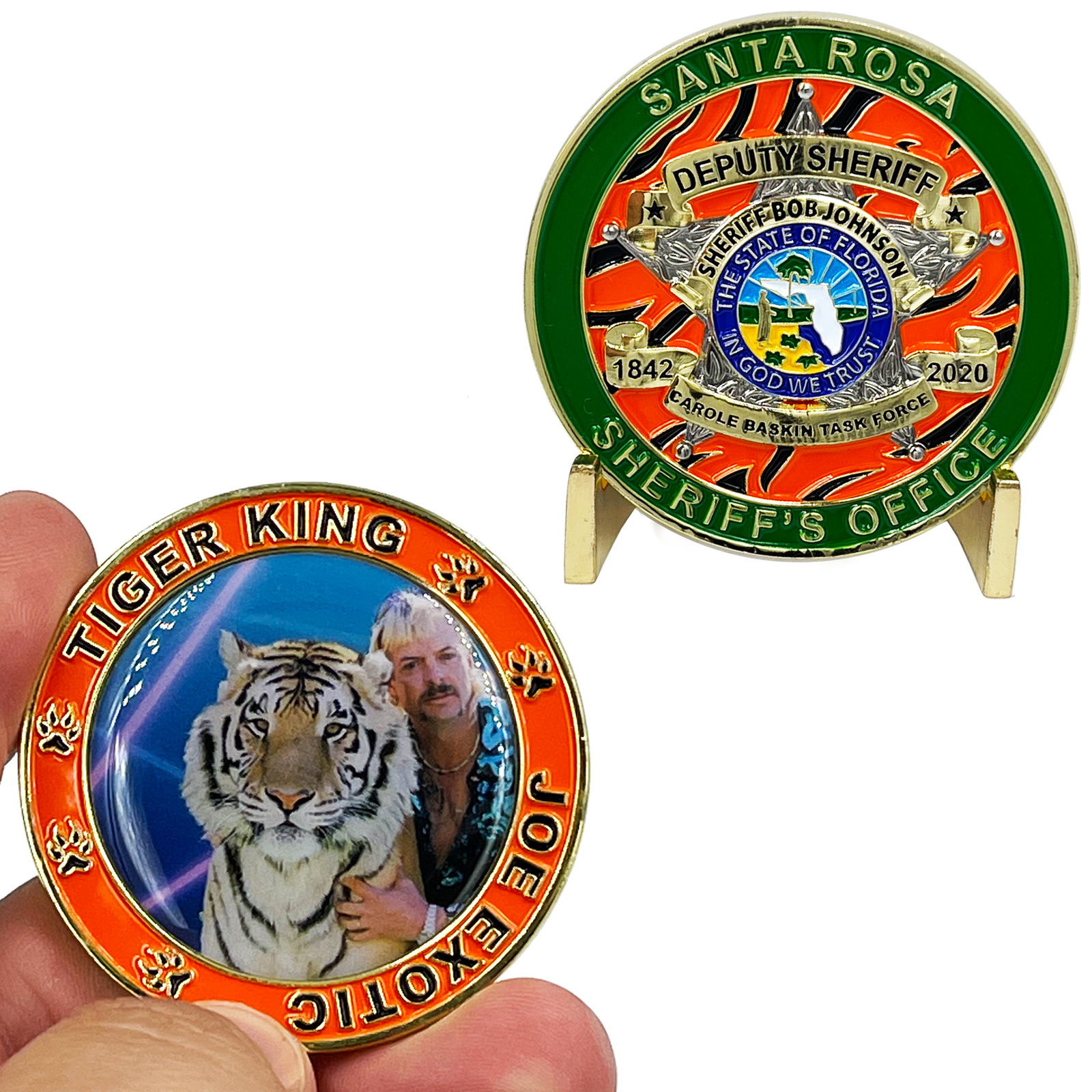 BL5-014 Santa Rosa Florida Sheriff's Office Challenge Coin Bob Johnson Tiger Kin