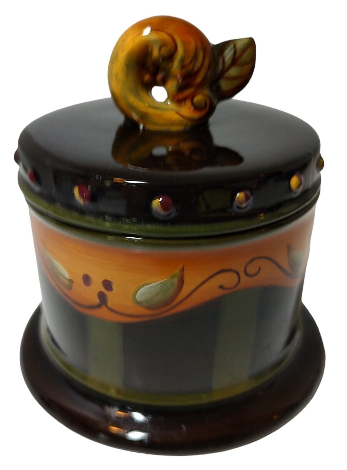 Demdaco Chocolate Berries Hand Painted Small Canister Deb Hrabik 2002 5 Inches