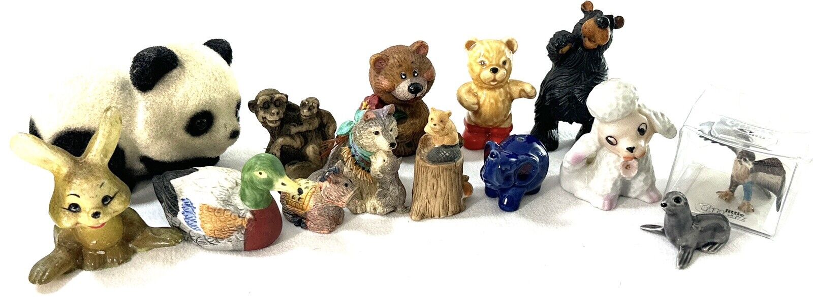 Assorted Lot Of 14 Vintage Animal Figurines Bears Monkeys Little Critterz & More