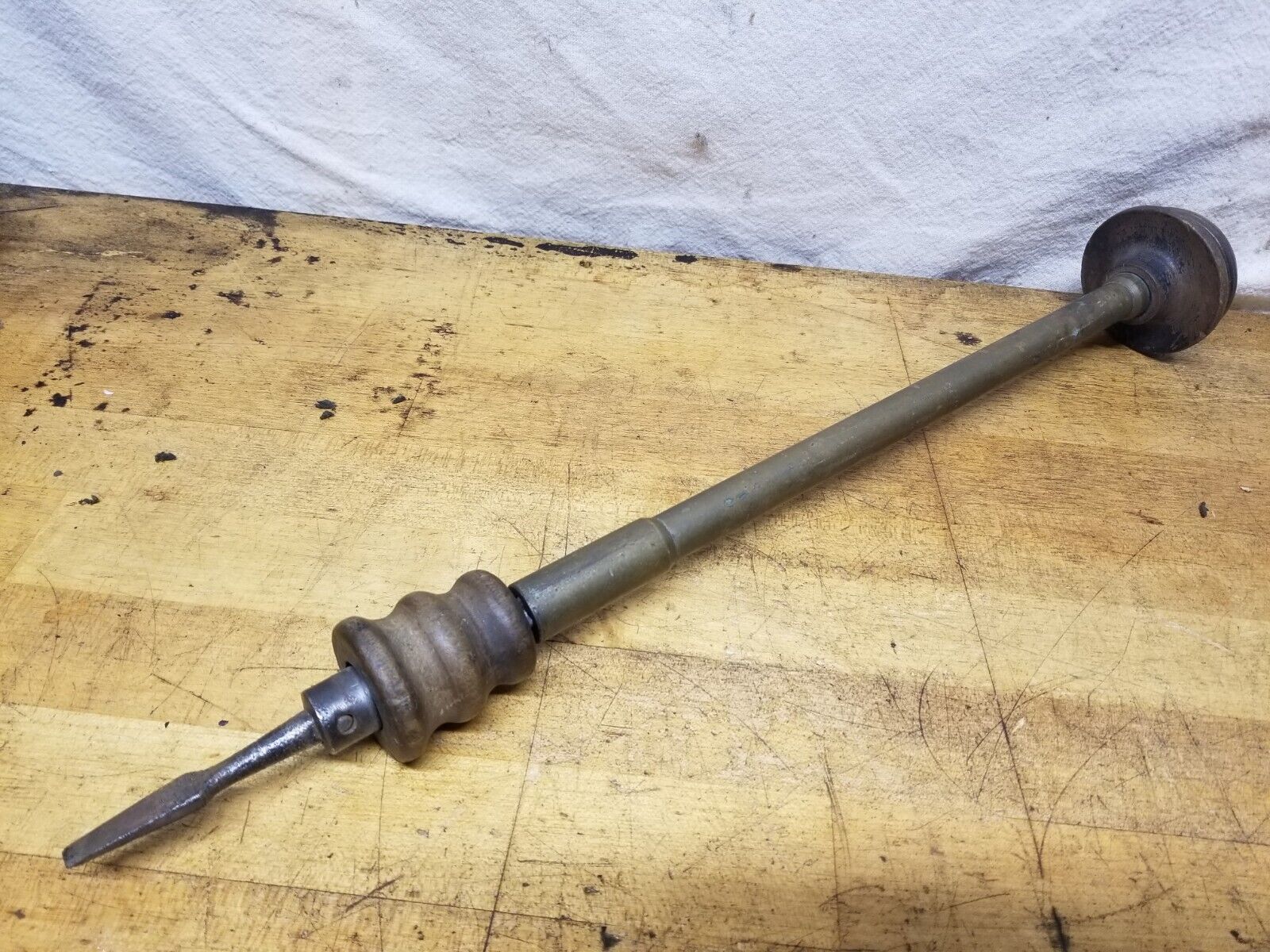 VINTAGE  Antique Carpenter ARCHIMEDES TYPE HAND DRILL WITH Wood HANDLE Pat 1882 