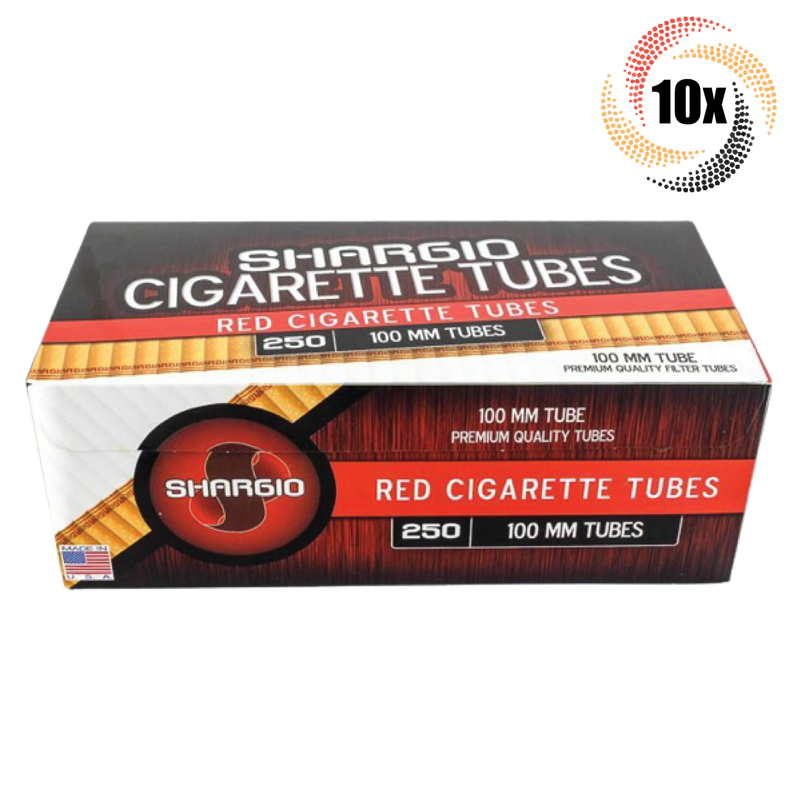 10x Boxes Shargio Red Full Flavor 100MM 100's ( 2,500 Tubes ) Cigarette Tube RYO