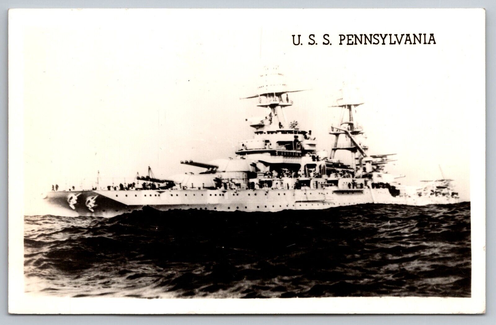 U.S.S. Pennsylvania. Naval Ship. Real Photo Postcard. RPPC