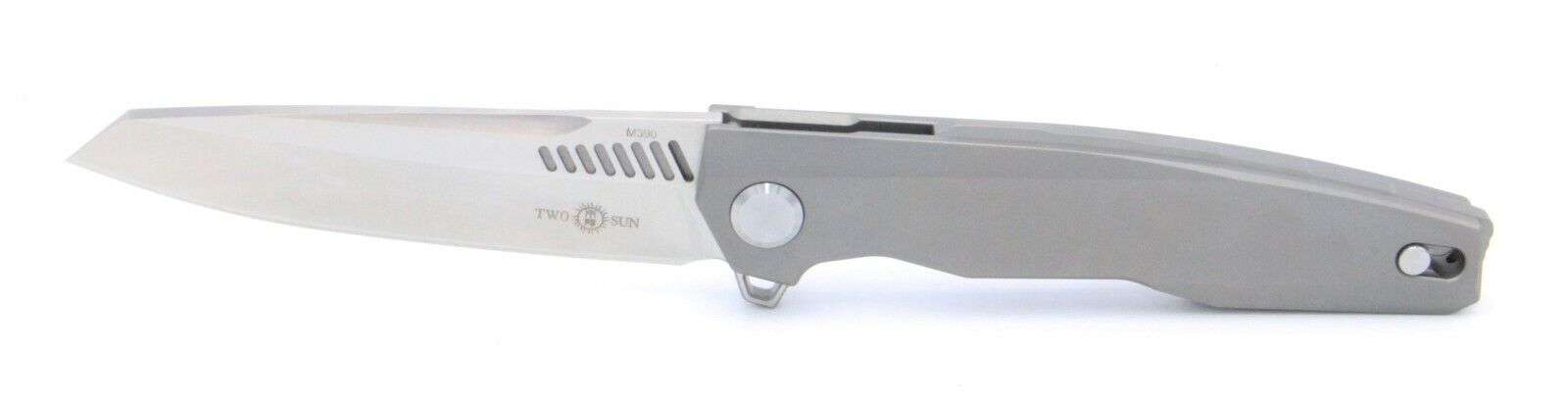 TwoSun TS88-M390 Pocket Knife Gray Titanium Alloy Handle Plain M390 Blade