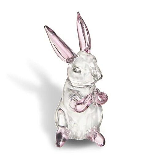 HDCRYSTALGIFTS 3.5inch Crystal Rabbit Bunny Figurine Collectibles Pink Rabbit