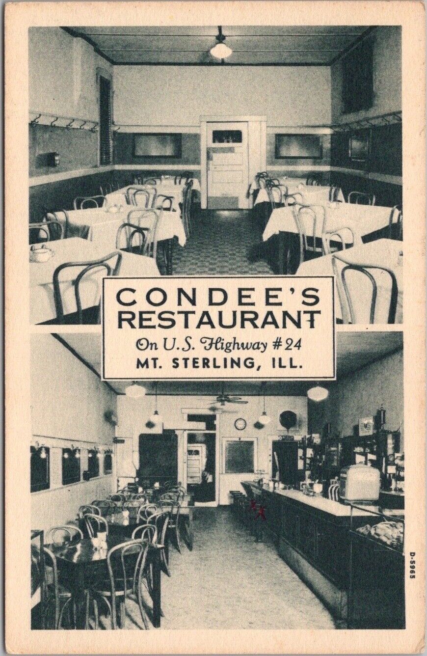 MT. STERLING, Illinois Postcard CONDEE'S RESTAURANT Roadside / Curteich 1941