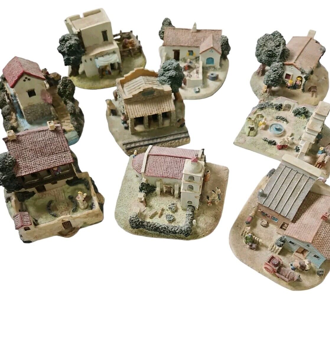9 Piece Lot Of Vintage Pueblo Encantado Collection Miniature House  Figurines