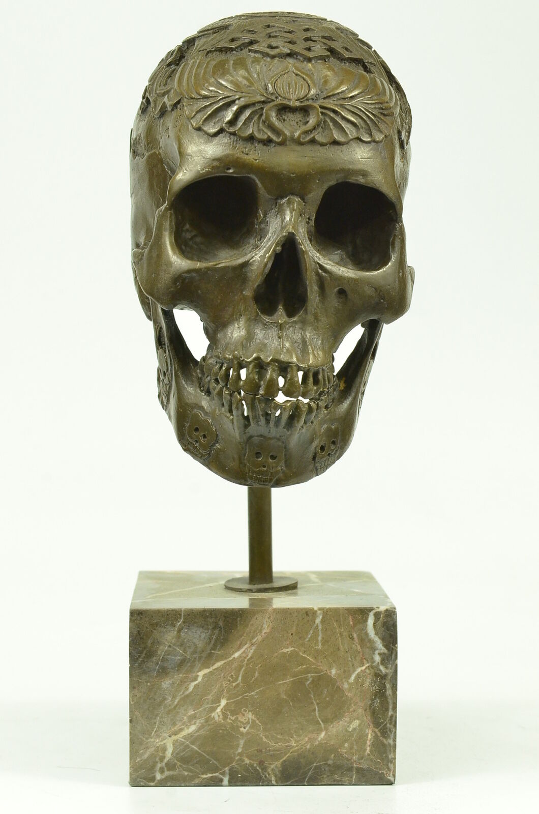 Exotic Art Sugar Skull Bones Skeleton Dia de Los Muertos Bronze Sculpture Art
