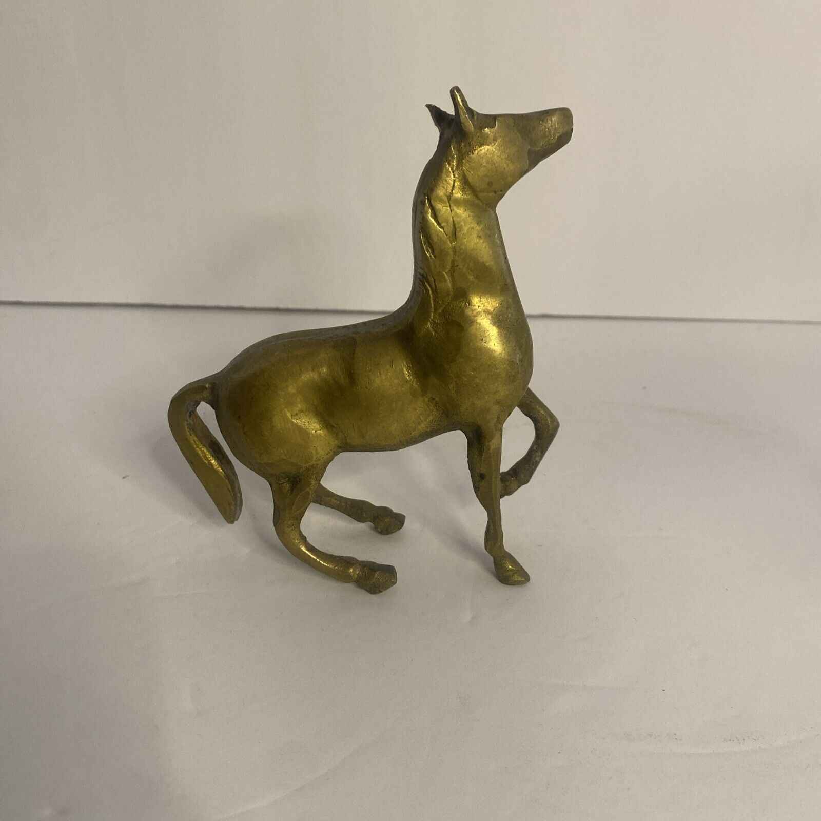 Horse Trotter Figurine Solid Brass Vintage Patina 4”