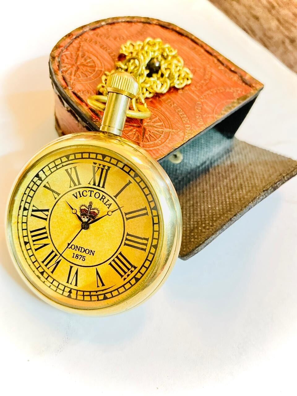 Antique Vintage Maritime Brass Victoria London1875 Pocket Watch gift