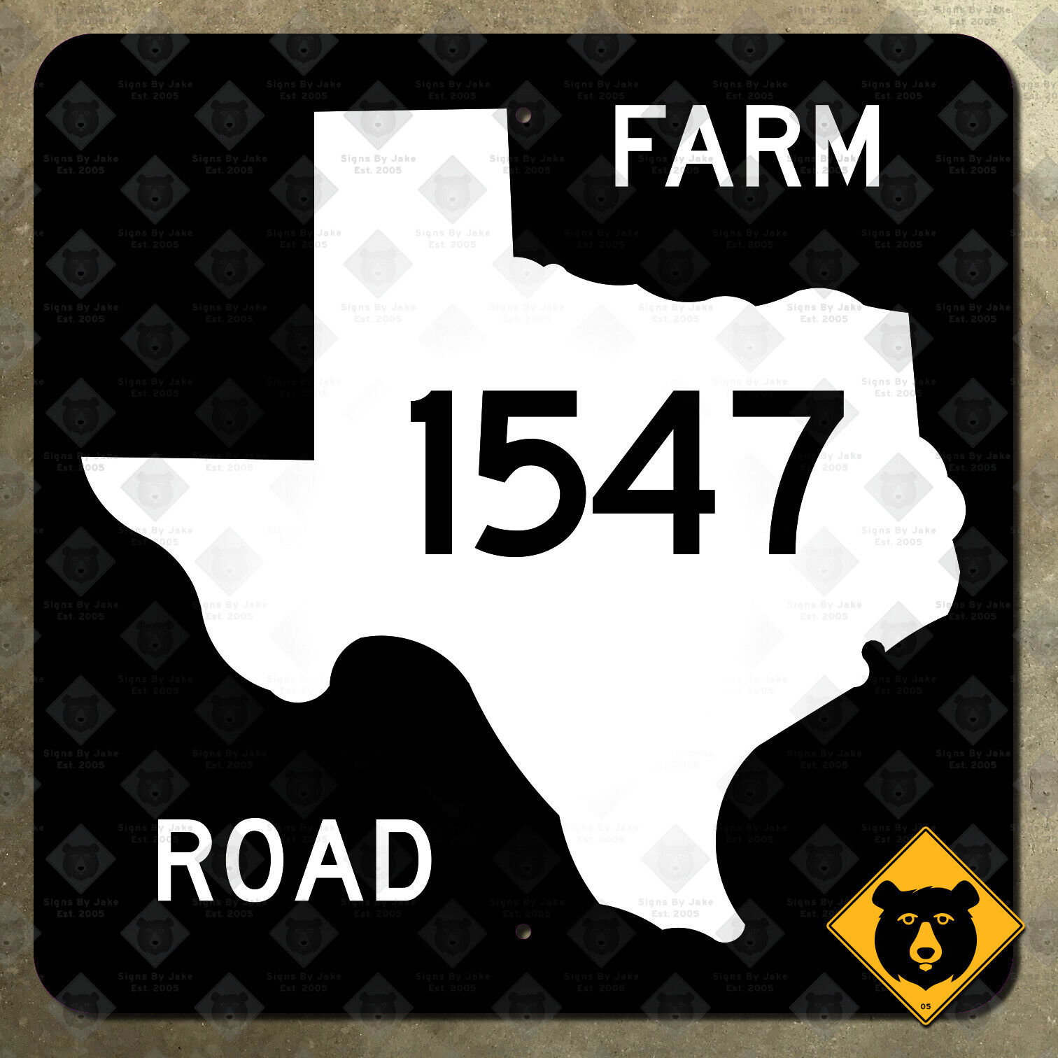 Texas farm to market route 1547 state highway marker 1965 road sign map 16x16