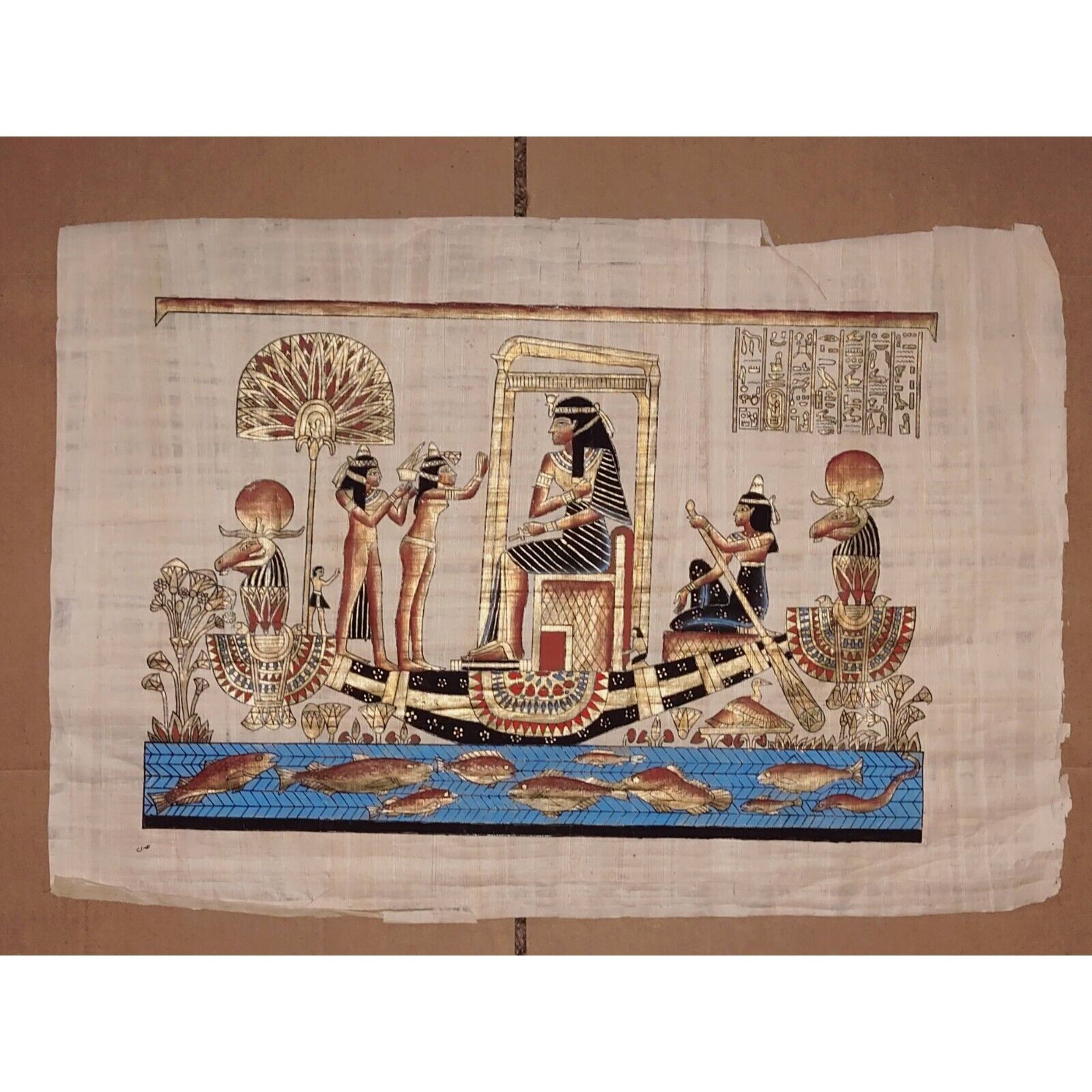 Papyrus Paper Egyptian Art Hand Painted Nefertiti Unique Vintage 17\