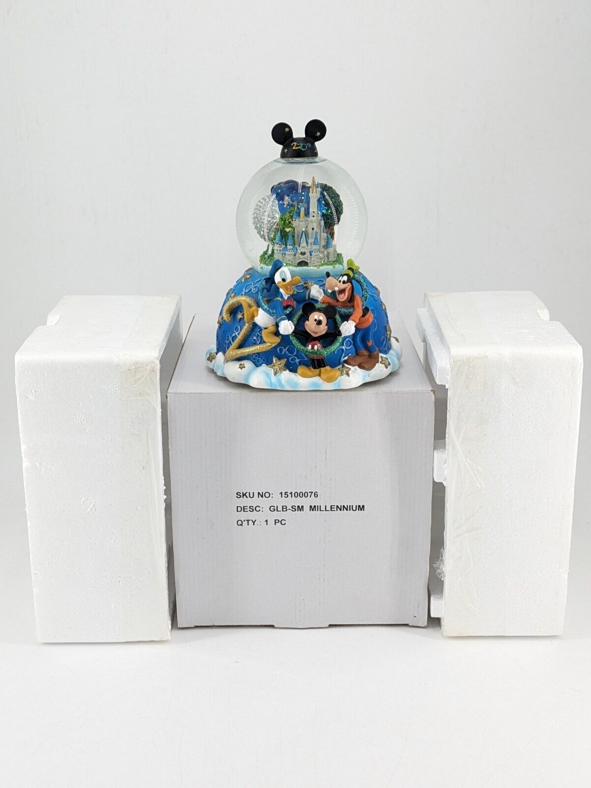 Disney Parks World Celebrate the Future Musical Snow Globe 2000 + Box Millennium