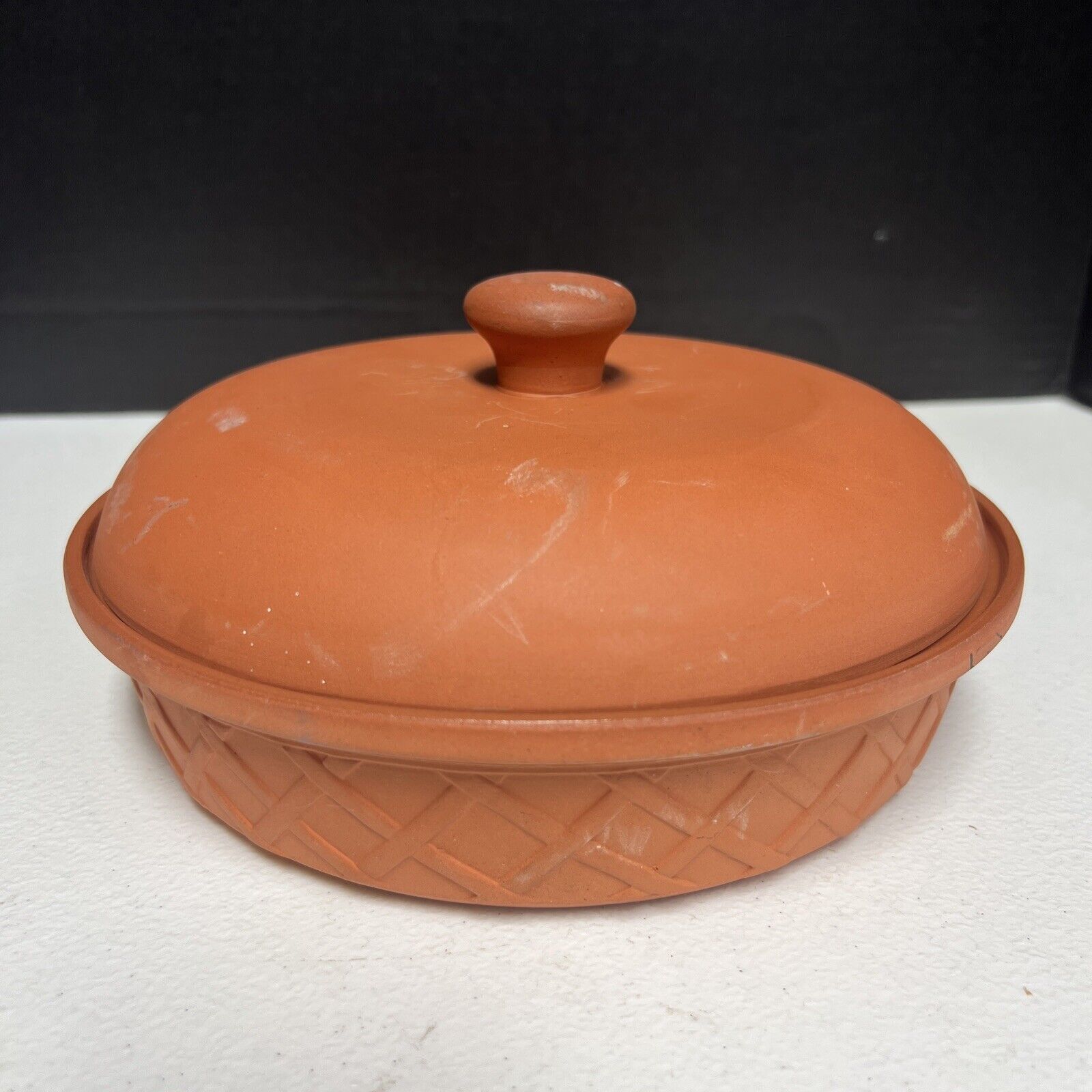 Vintage Fox Run Clay Pottery 8” Diameter Pie Casserole Dish