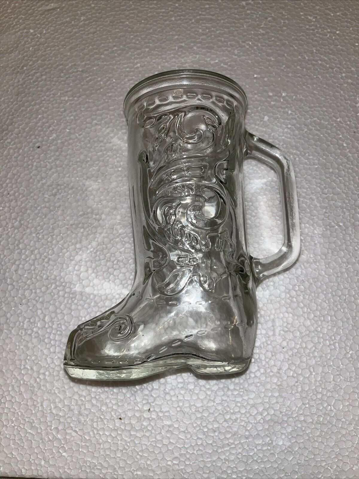 Boot Mug Vintage Glass  Embossed Design