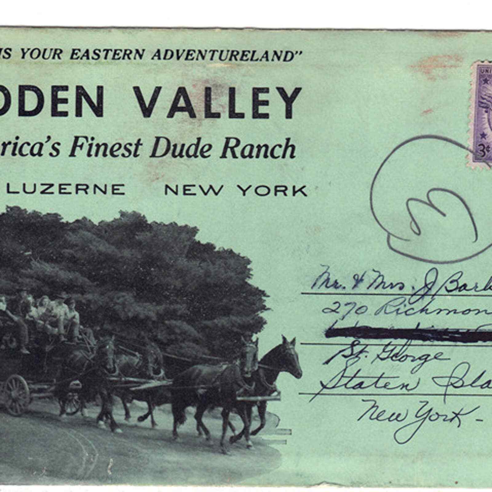 Vintage Postcard Folder of Hidden Valley - Lake Luzerne - New York 1946 *RARE*