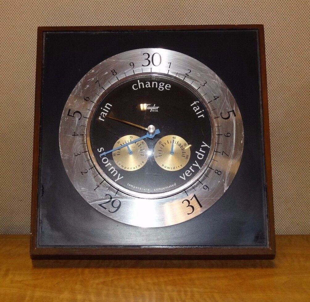 TAYLOR Mid Century Modern Wall BAROMETER Made in USA 