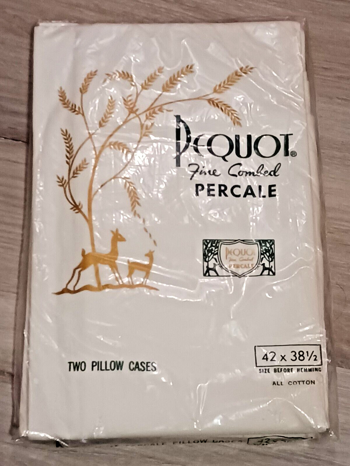 Vtg Pequot Percale White Pillow Cases 2pc Standard New Old Stock 100% Cotton MCM