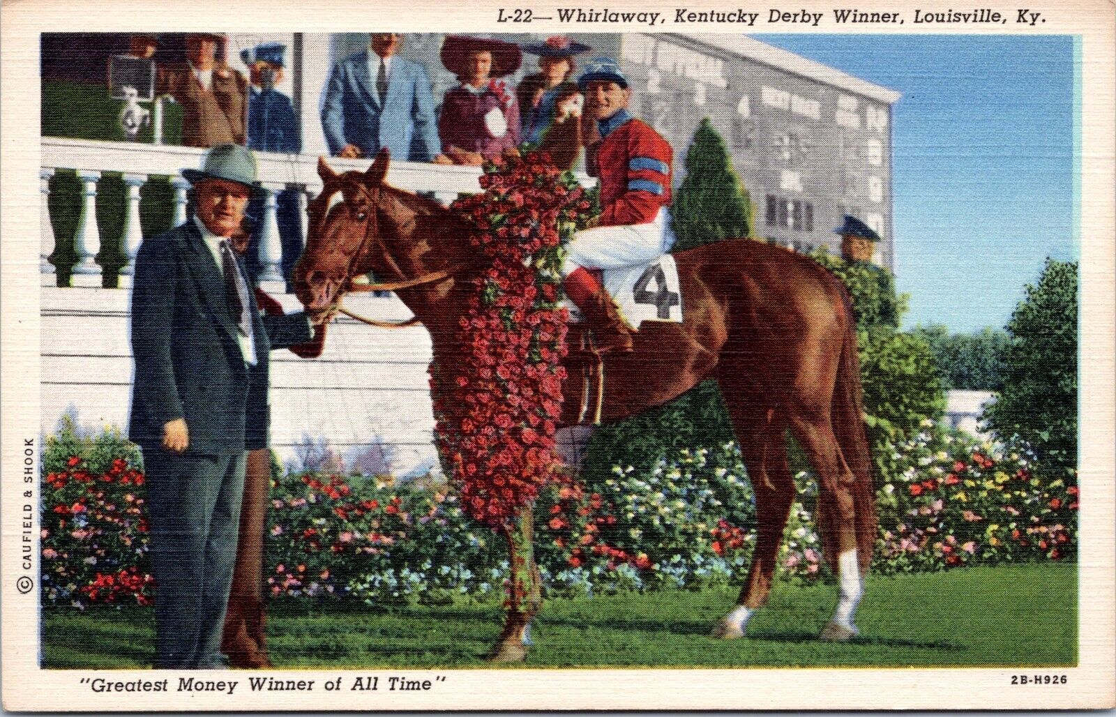 Whirlaway Racehorse, Kentucky Derby Winner, Louisville, KY - 1942 Linen Postcard