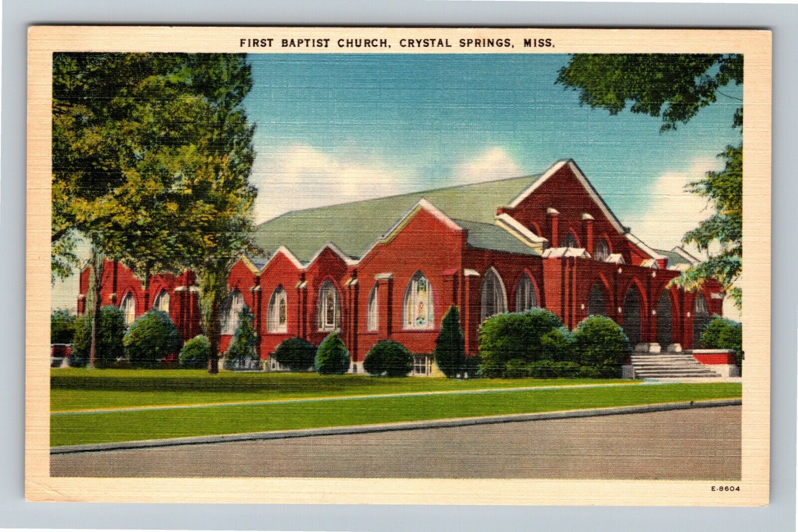 Crystal Springs MS, First Baptist Church,  Mississippi Vintage Postcard