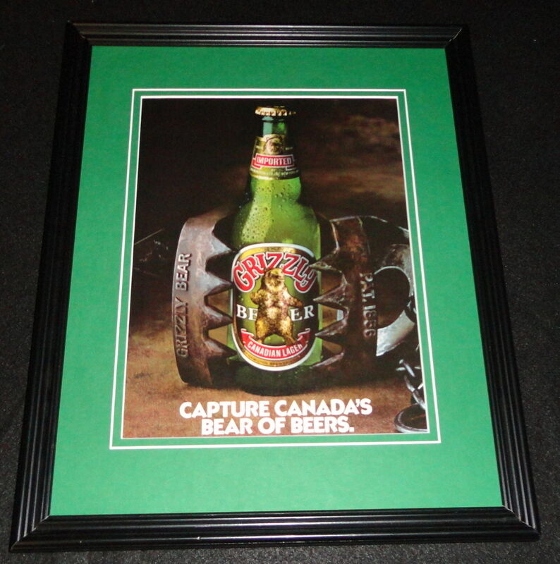 1985 Grizzly Beer Framed 11x14 ORIGINAL Vintage Advertisement