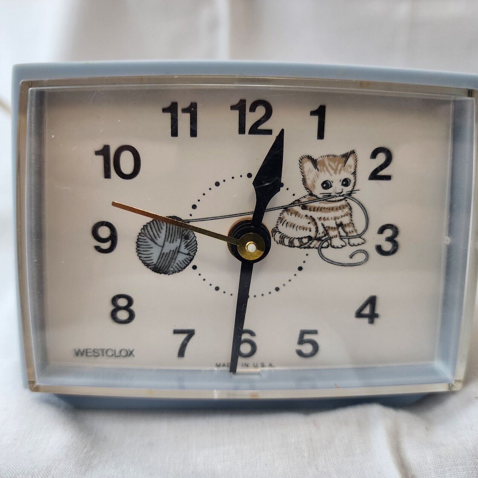 Vtg Westclox Youth Time Kittens Cats Bedroom Alarm Clock 22270 Baby Blue Works