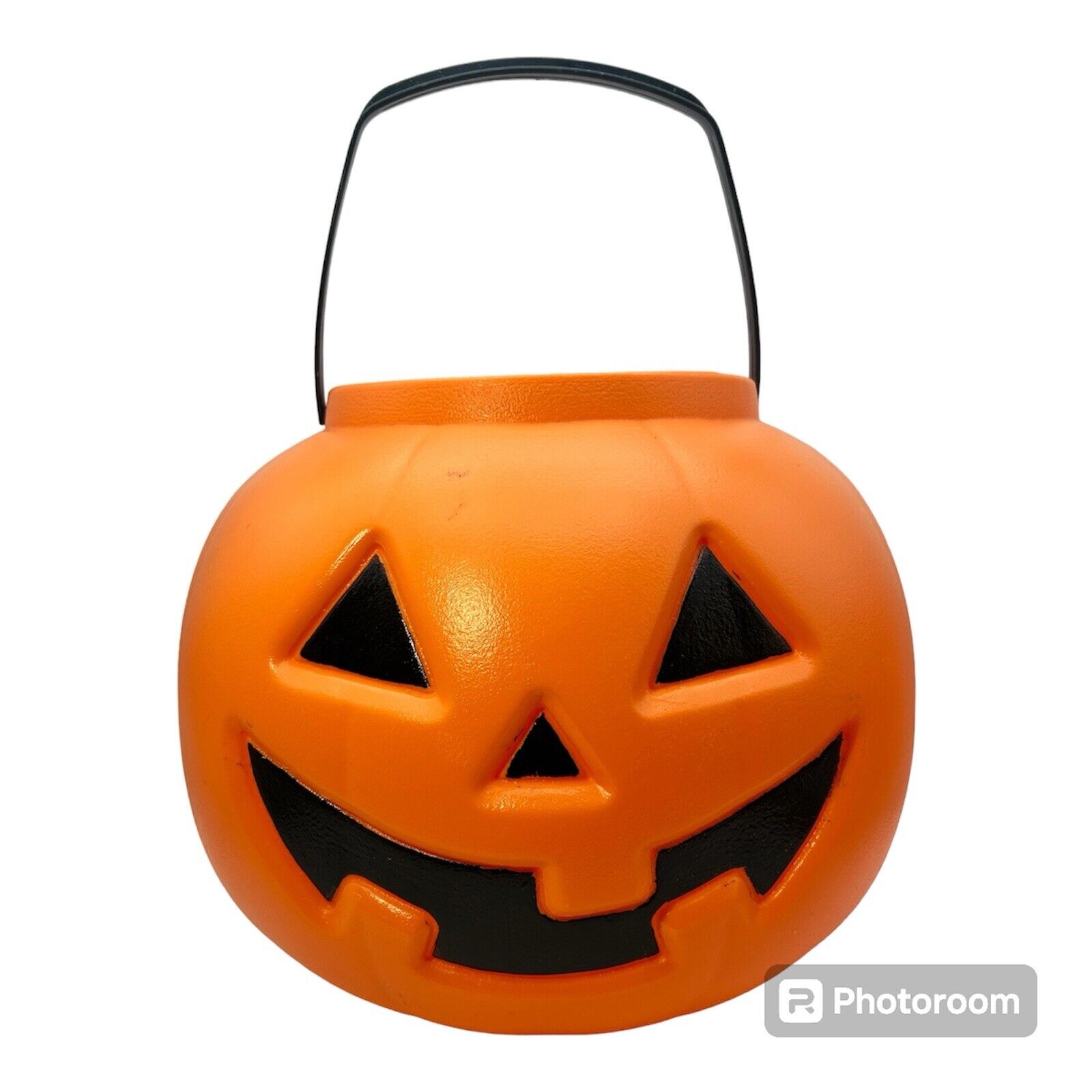 Rare Vtg 13”x11” Blow Mold Jack-o-Lantern Large Candy Bucket Decor Halloween