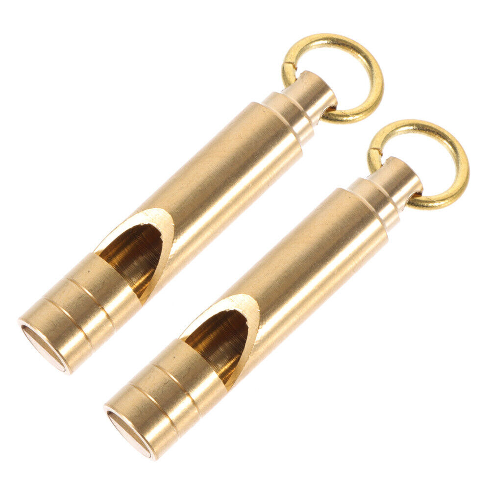 2PCS Retro Brass Whistle Survival Whistle Lifeguard Whistle Safety Whistle