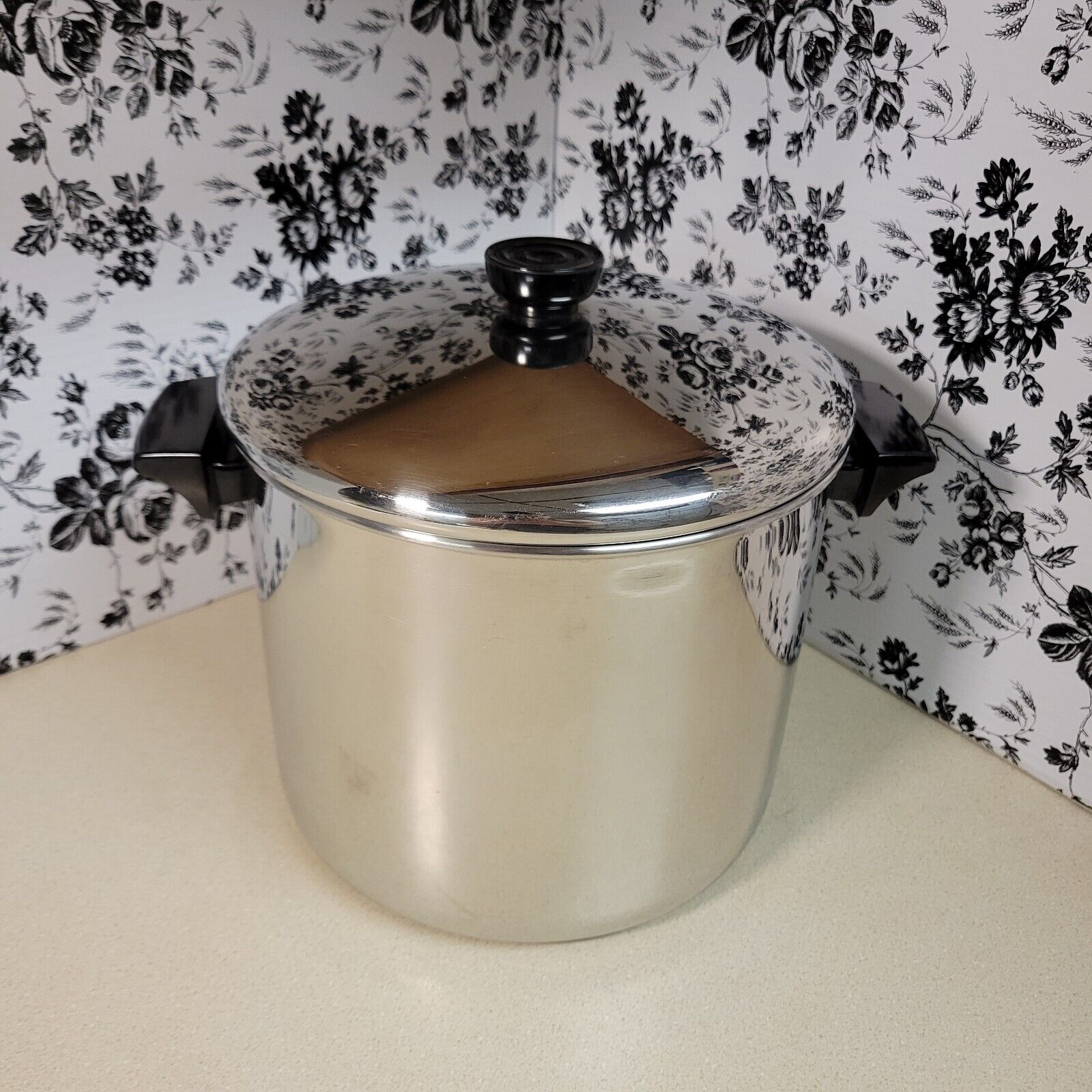 Revere Ware 8 Quart Stock Pot Stainless Steel Clad Tri Ply With Lid Vintage