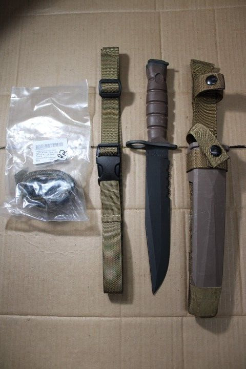 US Military Marines Corps USMC Ontario OKC 3S Combat Bayonet Knife & Scabbard R2