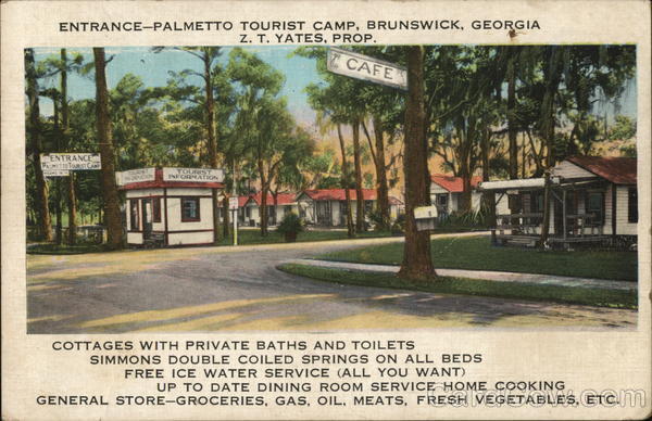 1937 Brunswick,GA Entrance,Palmetto Tourist amp Tichnor Glynn County Georgia