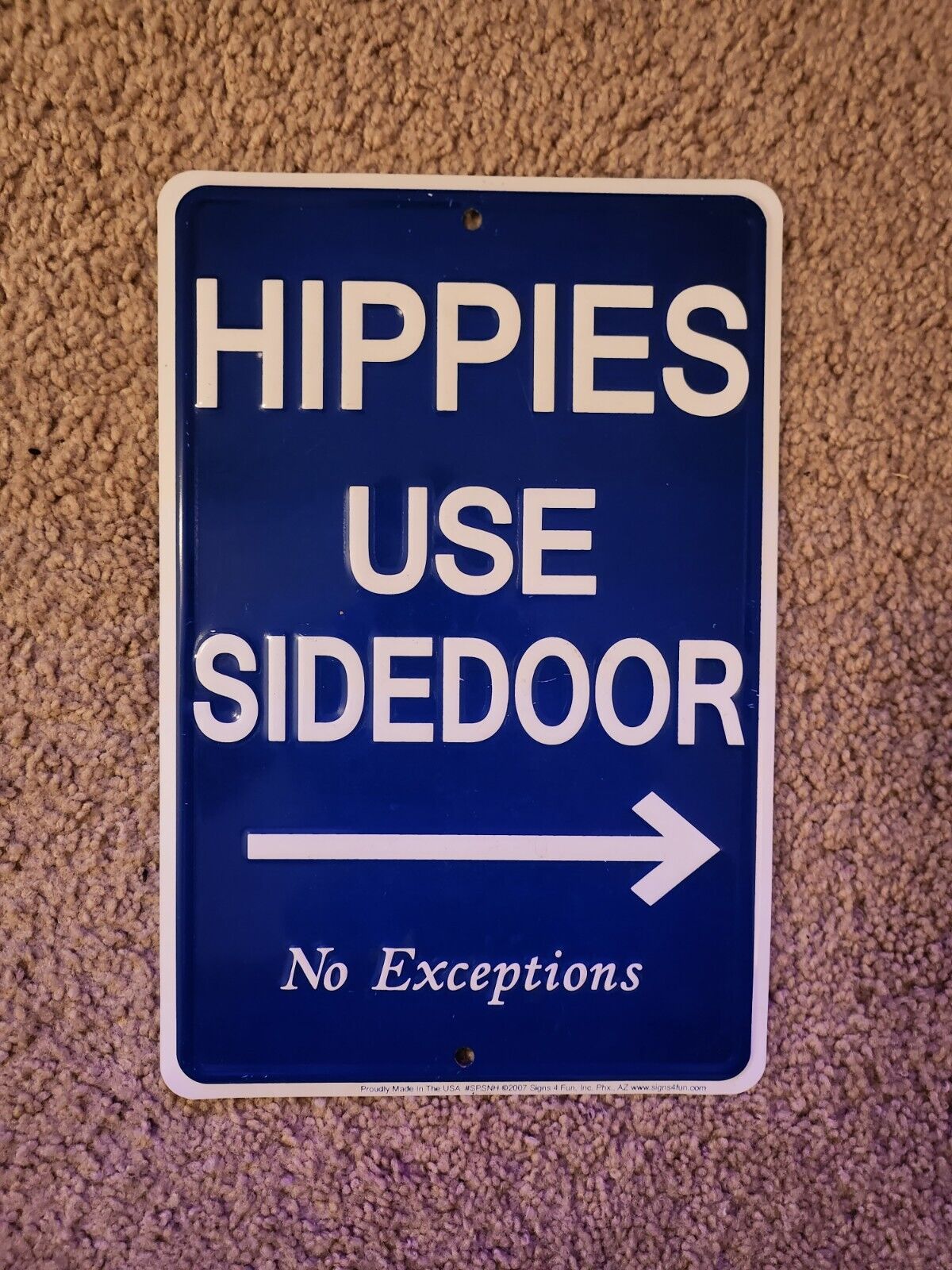 Garage Sign Hippies Use Side Door 8x12 metal sign  