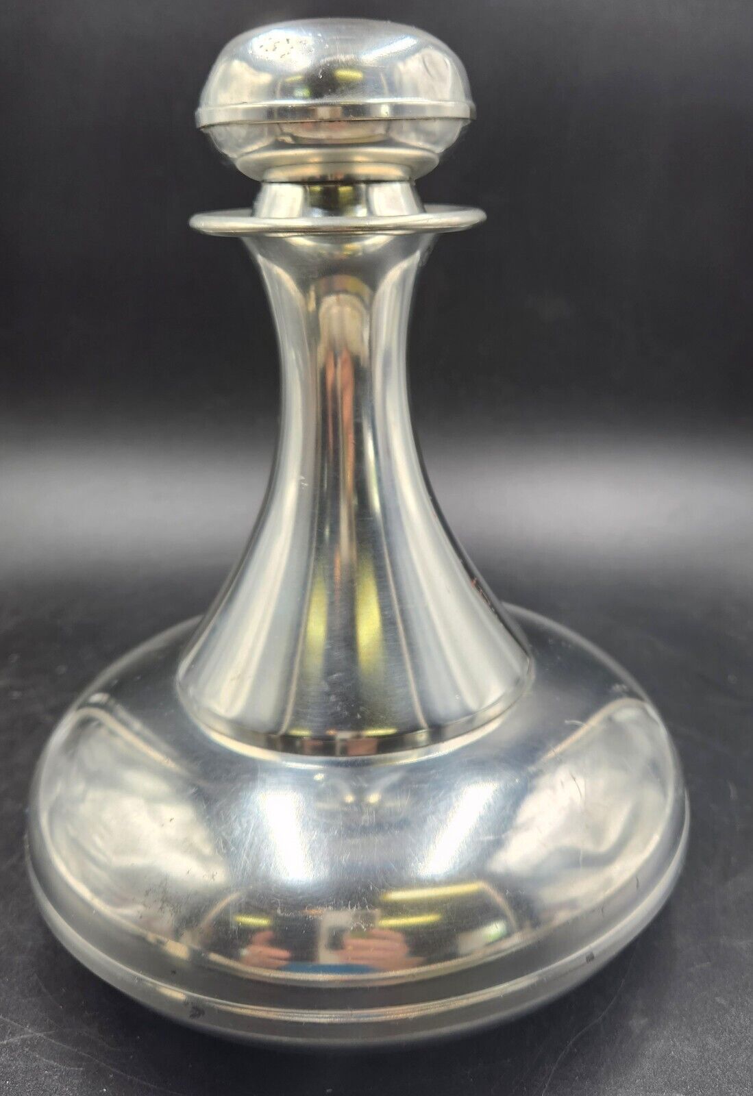 Vintage Kirk Stieff Pewter Ship Captains Decanter 230 MCM Silver Brandy Whiskey 