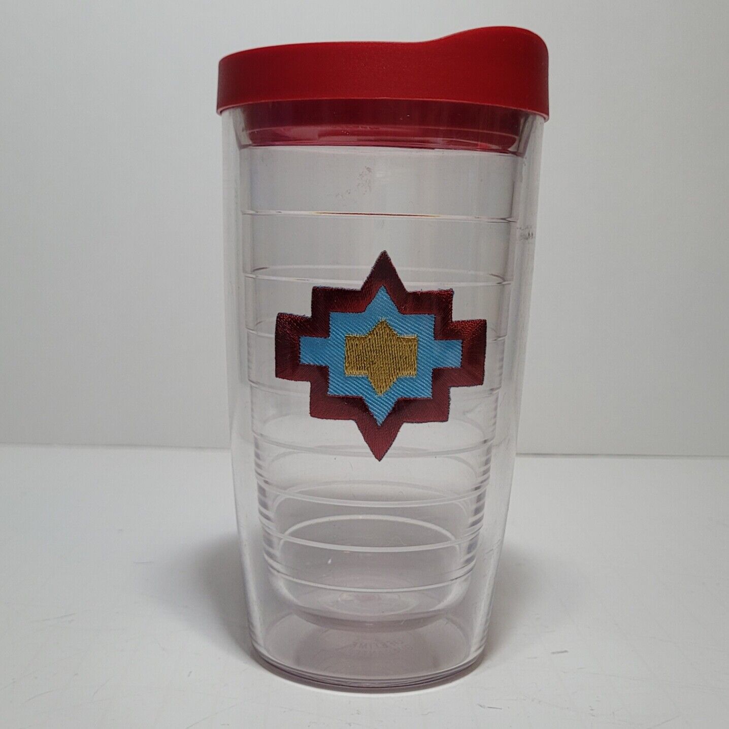 (1) TERVIS TUMBLER 16oz Clear Cup w/ Red Lid / Aztec  Adorable