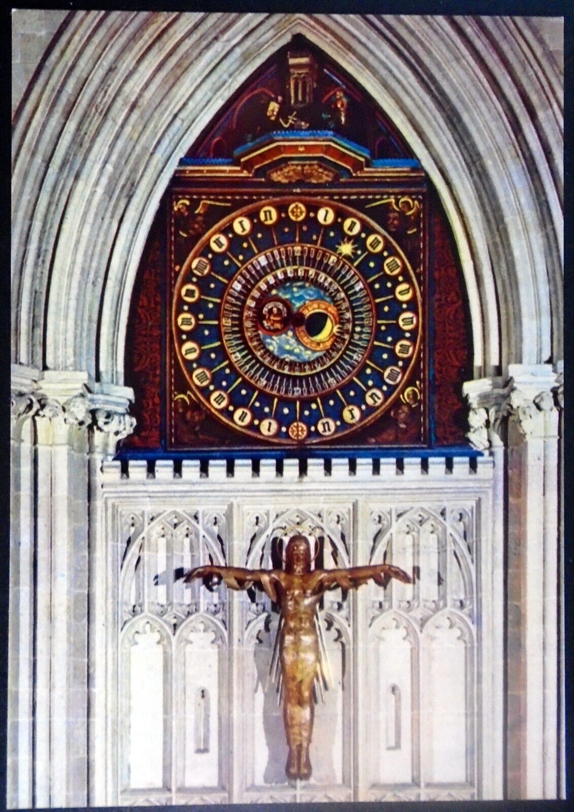 Late 14th Century Clock, Wells Cathedral, Crucifix, Wells, Somerset, England